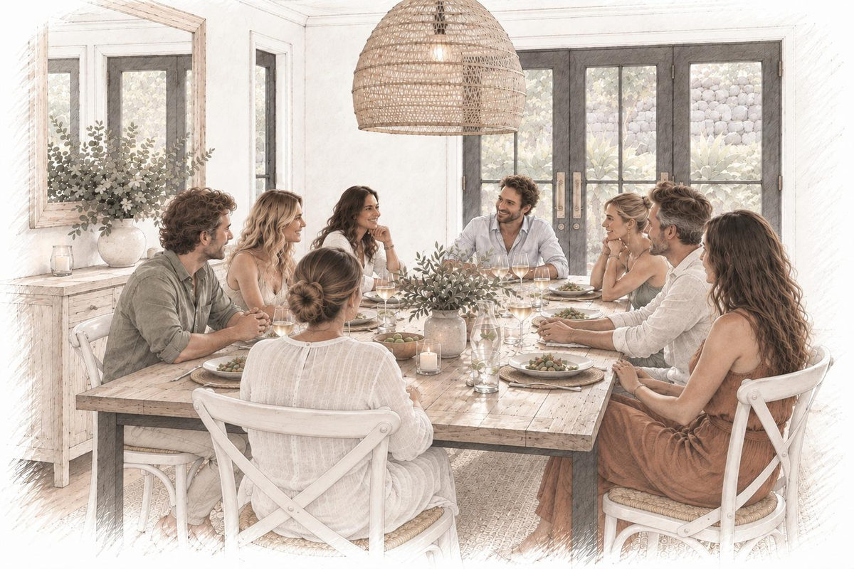 A group dinner around the table