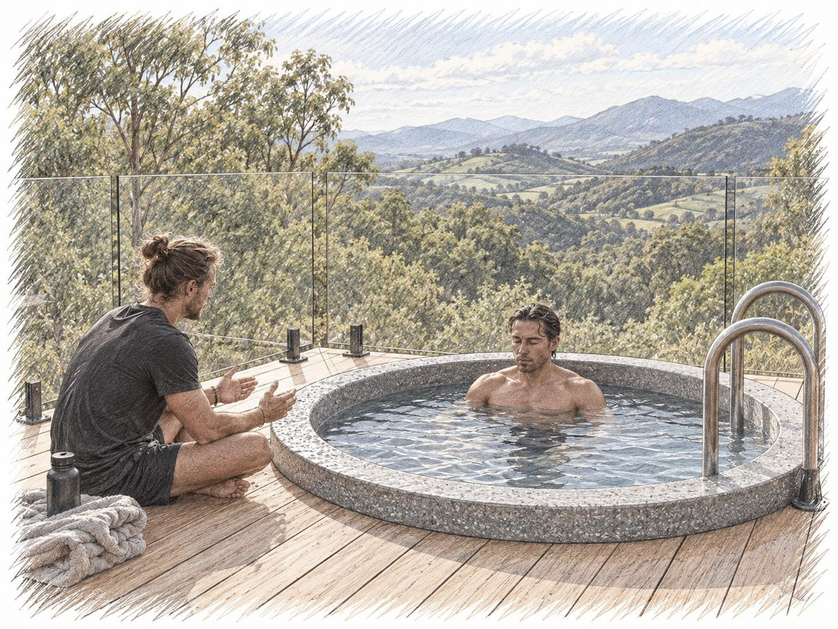 A coached session at the plunge pool