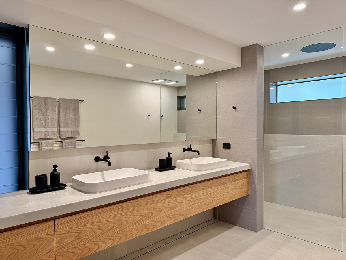 Ensuite with double vanity and walk-in shower