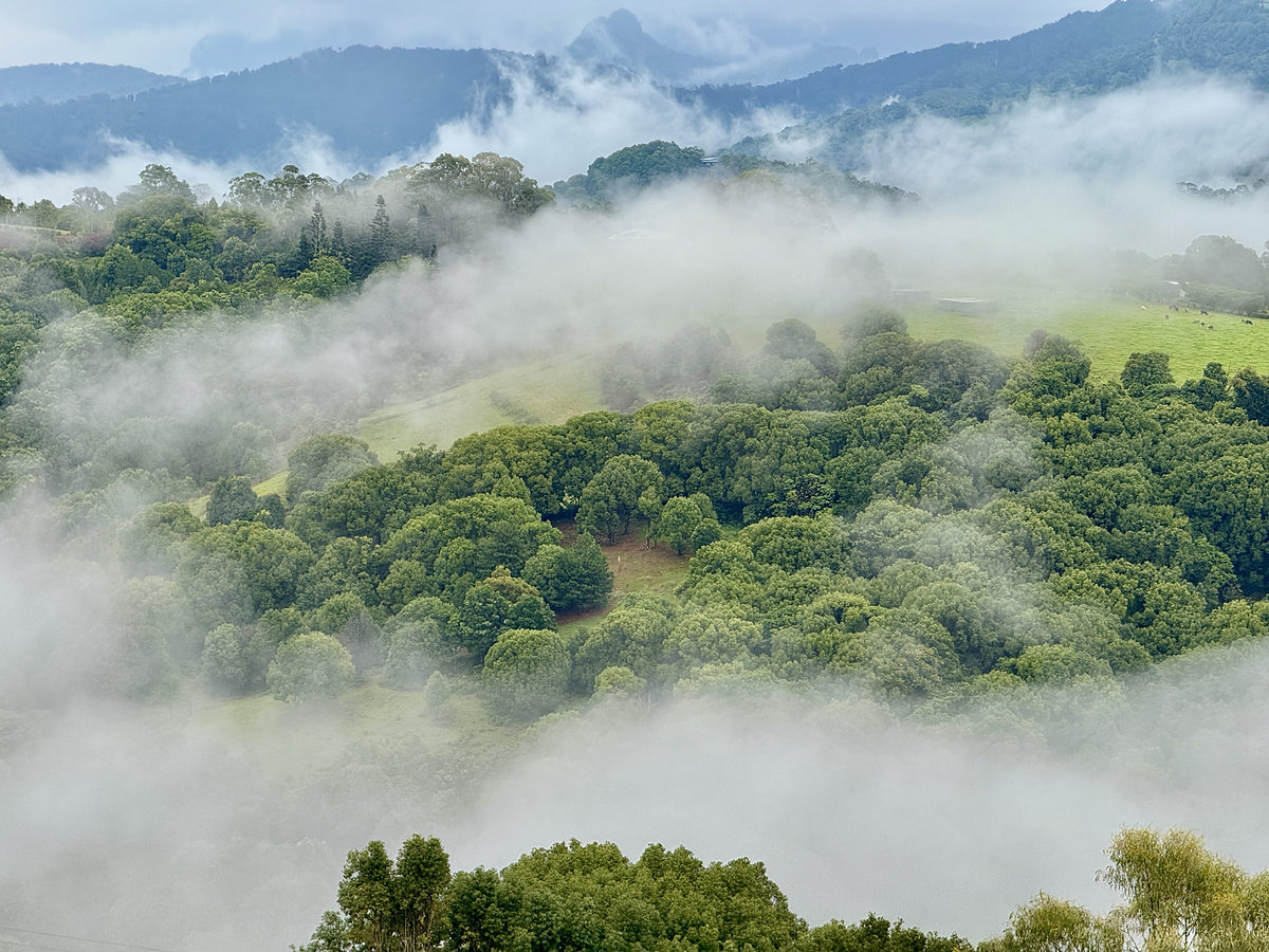 Morning cloud settled in the valley below The Rock