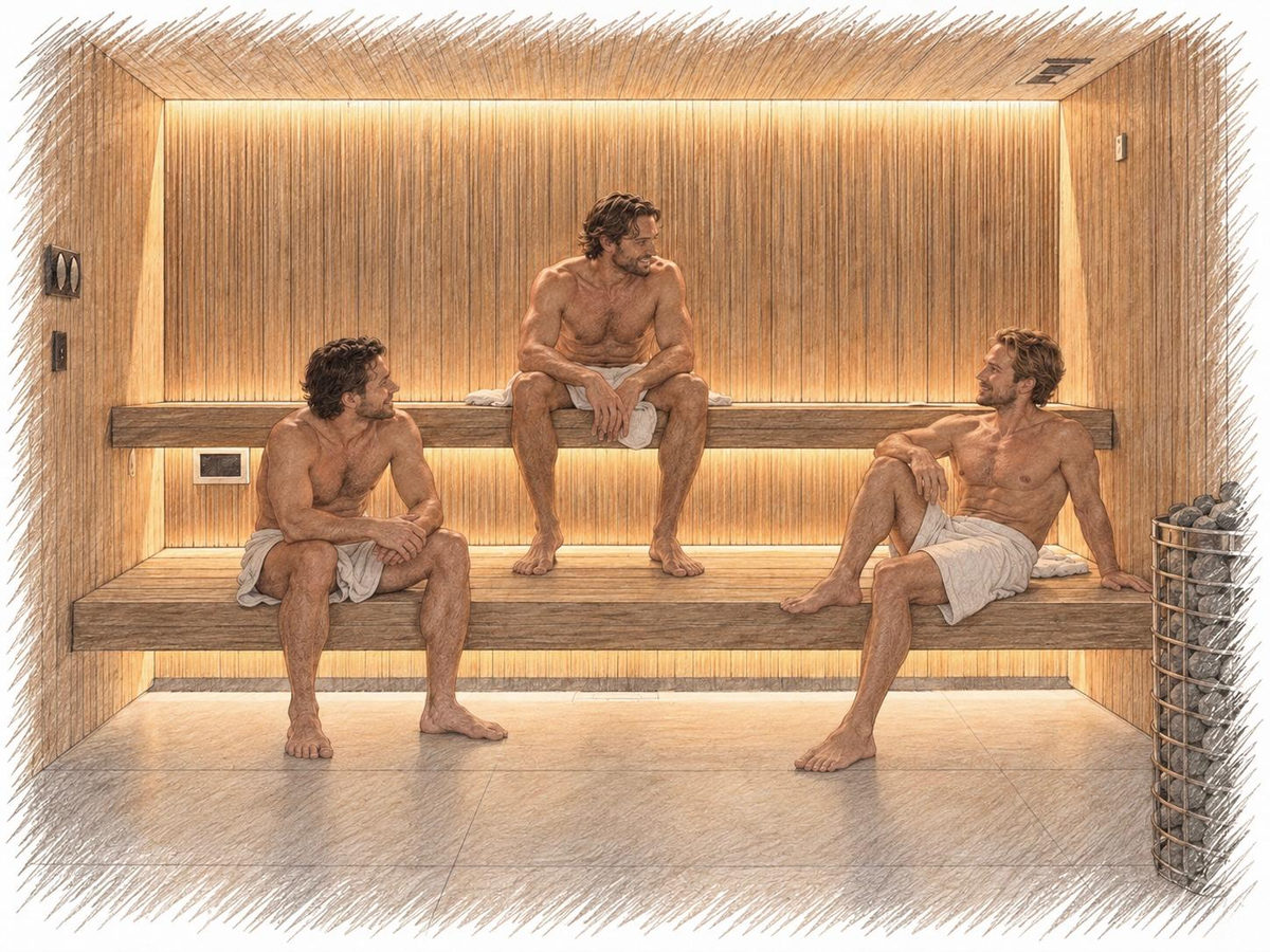 Guests in the Finnish sauna