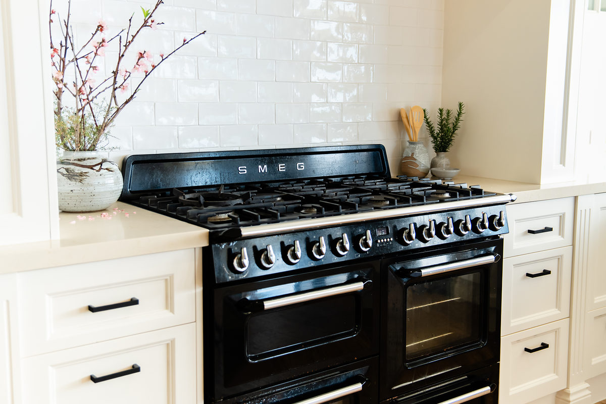 The seven-burner range cooker in the kitchen