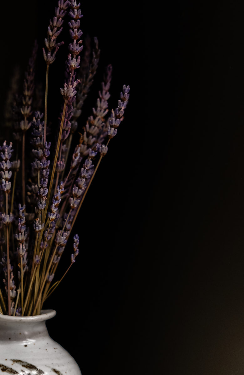 Dried lavender in a ceramic vase